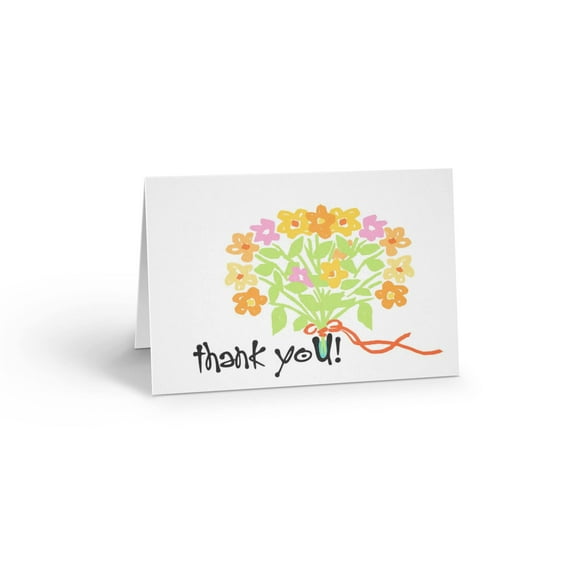 Flower Bouquet Thank You Note Card - 10 Floral Thank You Boxed Note Cards - USA Made
