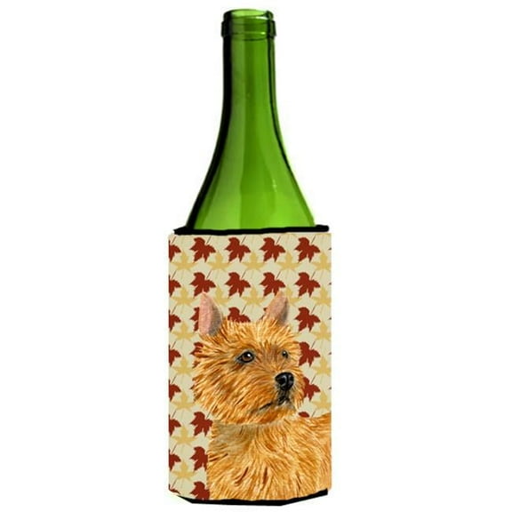 Norwich Terrier Fall Leaves Portrait Wine bottle sleeve Hugger