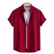 thumbnail image 1 of Blusa y camisa de manga corta con cuello vuelto para hombre, blusa informal de moda con cuello vuelto, blusa lisa de manga corta con botones, blusa de poliéster para hombre, 1 of 8