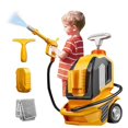 thumbnail image 3 of Kids Electric Car Wash Toy Set, Toddler Pretend Play Cleaning Kit with Towel, Rag & Sponge, Realistic Water Flow for Motor Skill Development, 3 of 8