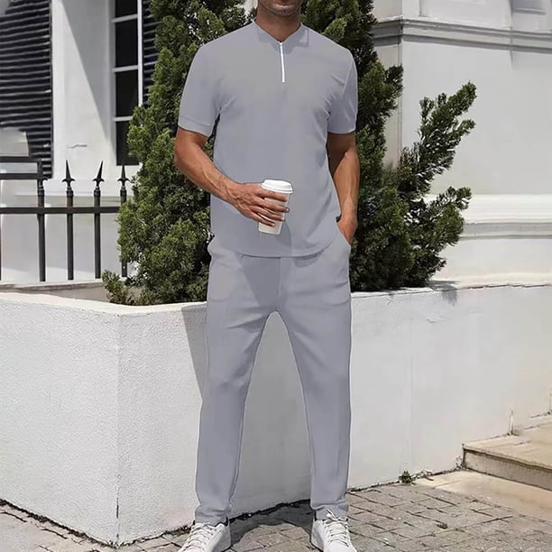 UVEASISHA Solid Color Sets for Men,Mens Jogging Outfit Fashion Zip