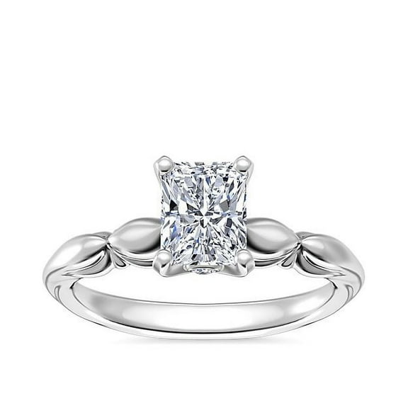 1.15 Ct Radiant Cut Genuine Diamond Sparkle Solitaire Engagement Ring for her Solid 14K White Gold Size 7