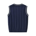 thumbnail image 4 of CCRFTGI Boys and Girls Sweater Vest 10-12Y Casual Knit Vest Comfort Uniform Vest Soft Fall Winter Pullover Navy 11-12Y, 4 of 9