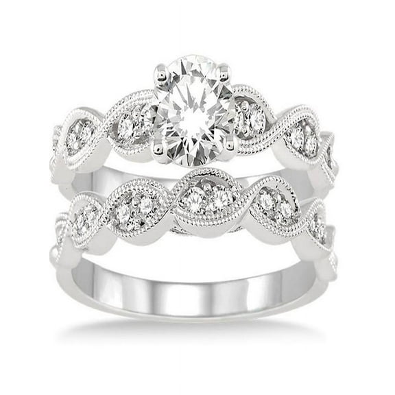 1.00 Carat inertwined Bridal set in Princess cut diamond in 10k white gold