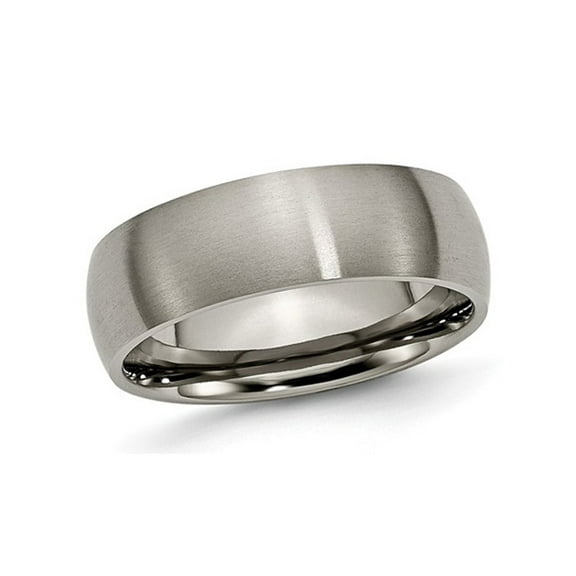 Gem & Harmony Mens Chisel 7mm Comfort Fit Brushed Titanium Wedding Band Ring for Men