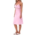 thumbnail image 4 of INSPIRE CHIC Women's Elegent Satin Nightgown Sexy Sheer Lace Cheimise Spaghetti Lace Trim Baceless Silky Sleep Dress L Pink, 4 of 6