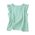 thumbnail image 4 of Dwellite Women Cotton Linen Shirts Summer Casual Comfy Sleeveless Crewneck Tank Tops Loose Lightweight Blouses Mint Green XL, 4 of 8