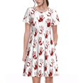 thumbnail image 1 of Balery Red Bloody Scary Hands2 Vestidos sueltos de manga corta para mujer, vestidos de verano 2025, vestidos casuales de corte A con vuelo., 1 of 6