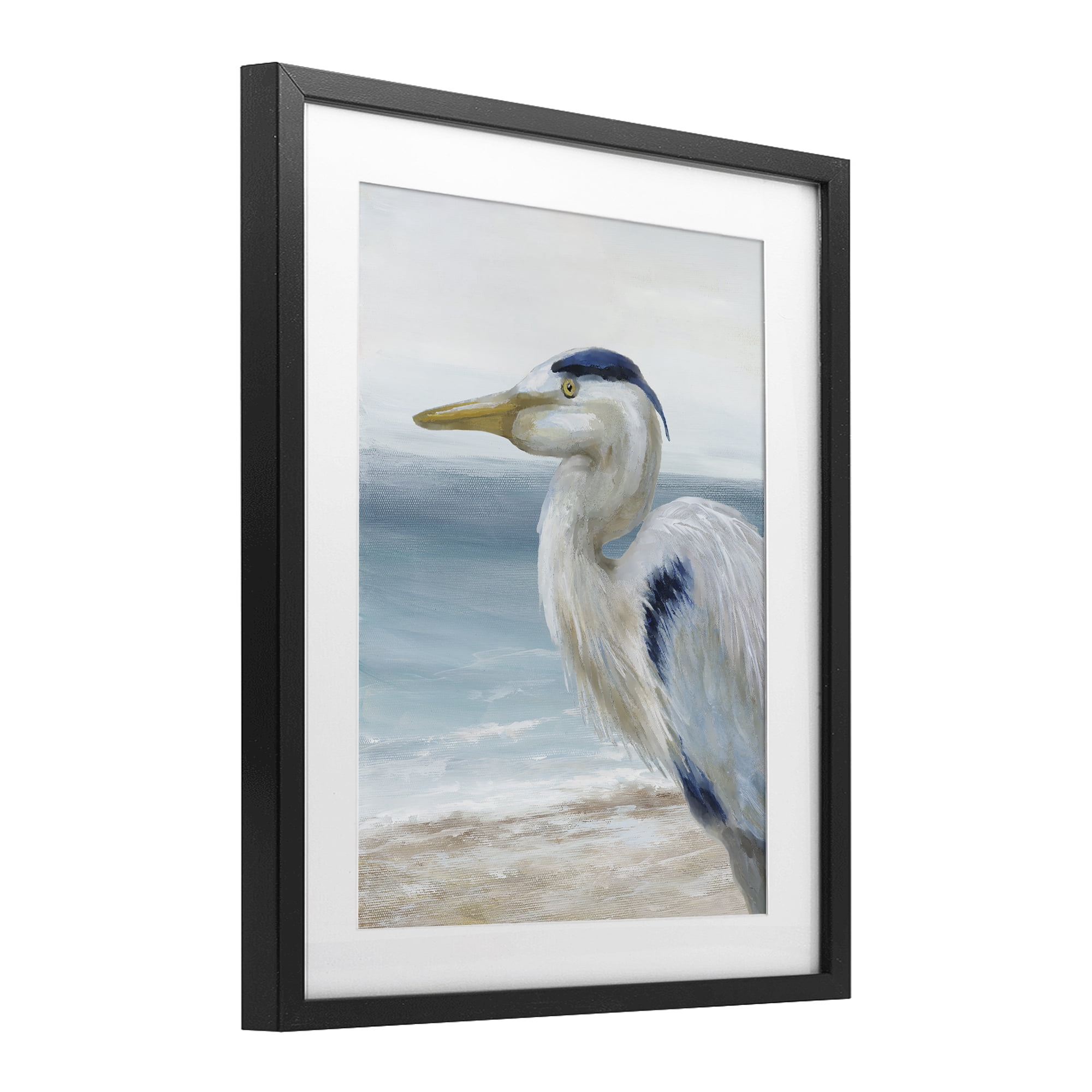 Stupell Industries Left Gazing Heron Black Framed Print Under Glass, design by Nan