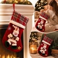thumbnail image 6 of 1 Pack Plaid Christmas Stockings with Hooks, 16" Knit Xmas Socks for Fireplace Mantel, Traditional Holiday Decor for Gifts (Snowman), 6 of 6