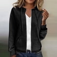 thumbnail image 2 of WTOBBY Women's Solid Color Zipper Hooded Cardigan Long Sleeved Sweatshirt Jacket, Casual Streetwear Top with Front Pocket and Comfortable Loose Fit,Black L, 2 of 5