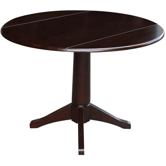 International Concepts 42" Round Dual Drop Leaf Pedestal Table in Rich Mocha - Rich Mocha 30.3"h