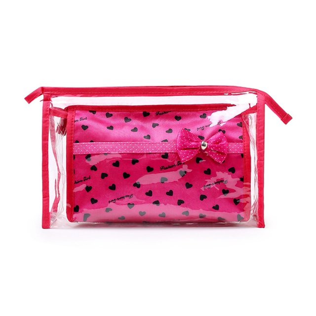 2 unids/set bolsa de cosméticos de maquillaje de almacenamiento de plástico transparente reutilizable para niñas y mujeres (3 #)