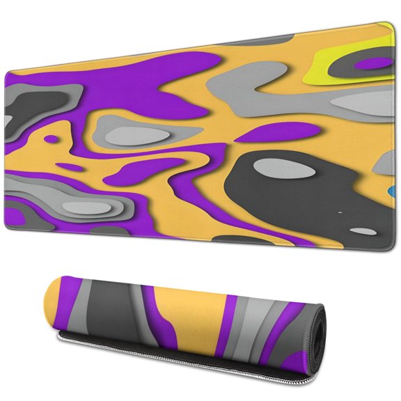 Purple Yellow Black Camouflage pad Mousewaterproofwashable for Office Home Work GamingmousepadsRubber Base Mousepad with Stitched Edges 31.5x11.8inches