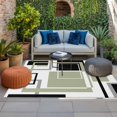 thumbnail image 2 of Sage Green Geometric Outdoor Rug for Patio/Deck/Porch, Non-Slip Large Area Rug 5 x 7 Ft, Black Gray Abstract Striped Art Indoor Outdoor Rugs Washable Area Rugs, Reversible Camping Rug Carpet Runner, 2 of 8