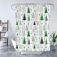 thumbnail image 3 of Christmas Tree Shower Curtain Green Black Grey Xmas Tree Retro Christmas Tree Snowflake Merry Christmas Pine Pattern New Year Rustic Winter Holiday Fabric Bath Curtain Set with Hook, 3 of 4