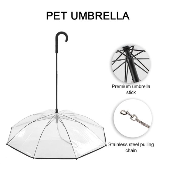 Dog Umbrella, Dog Rain Hat Head Umbrella Doggie Rain Snow Day Walking Umbralla Assemble Type Dog Cat Clear Umbrella with Pulling Leash Chain for Small,Medium, Large Dogs