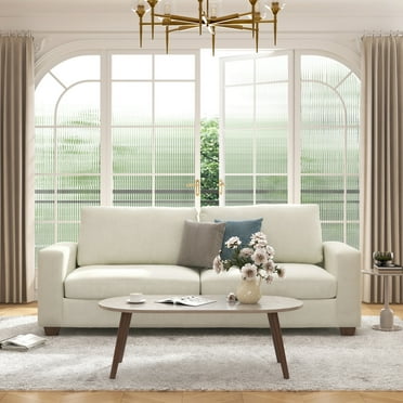 Bestco 86.6" Upholstery Sofa 3 Seater Modern Couch with Deep Seats for Living Room Beige