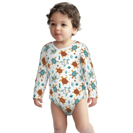 

Haiem Various Turtle Printed Unisex-Baby Long Sleeve Onesies Bodysuits Unisex Babies Snap-Up Rompers-3 Months