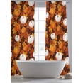 thumbnail image 5 of Thanksgiving Fall Sheer Curtains 108 inches Long, Orange White Pumpkins Maple Leaves Light Filtering Sheer Window Curtains Rod Pocket Voile Drapes for Bedroom Living Room, 2 Panels 52"W x 108"L, 5 of 7