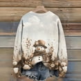 thumbnail image 3 of Women's Funny Christmas Sweater Round Neck Christmas Snowman Print Knitted Top for Winter Holiday and Casual Wear,Beige,XL, 3 of 3
