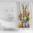 thumbnail image 4 of Spring Easter Shower Curtains for Bathroom Waterproof Fabric Bath Curtains Decor Bath Tub Curtain Cartoon Egg Bunny Tulip Flower Animal Decorative Shower Curtain Sets with 12 Hooks, 72x72 Inch, 4 of 6