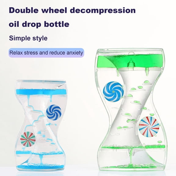 Dserhfy Liquid Motion Bubbler Timer Rotary Wheels Stress Relief Colorful Oil Dropping Hourglass Fidget Toy Home Office Desktop Decoration Kids Adults Gift