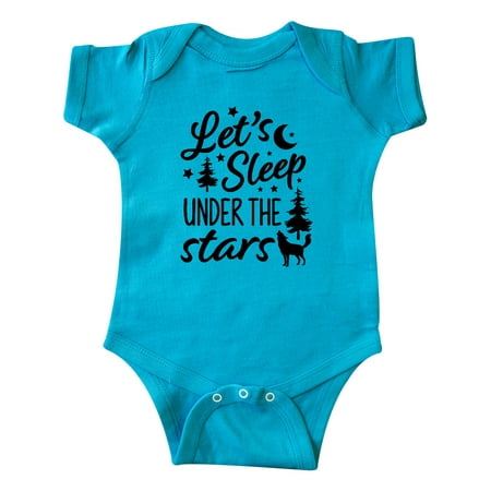 

Inktastic Adventure Let s Sleep Under the Stars with Moon and Wolf Gift Baby Boy or Baby Girl Bodysuit
