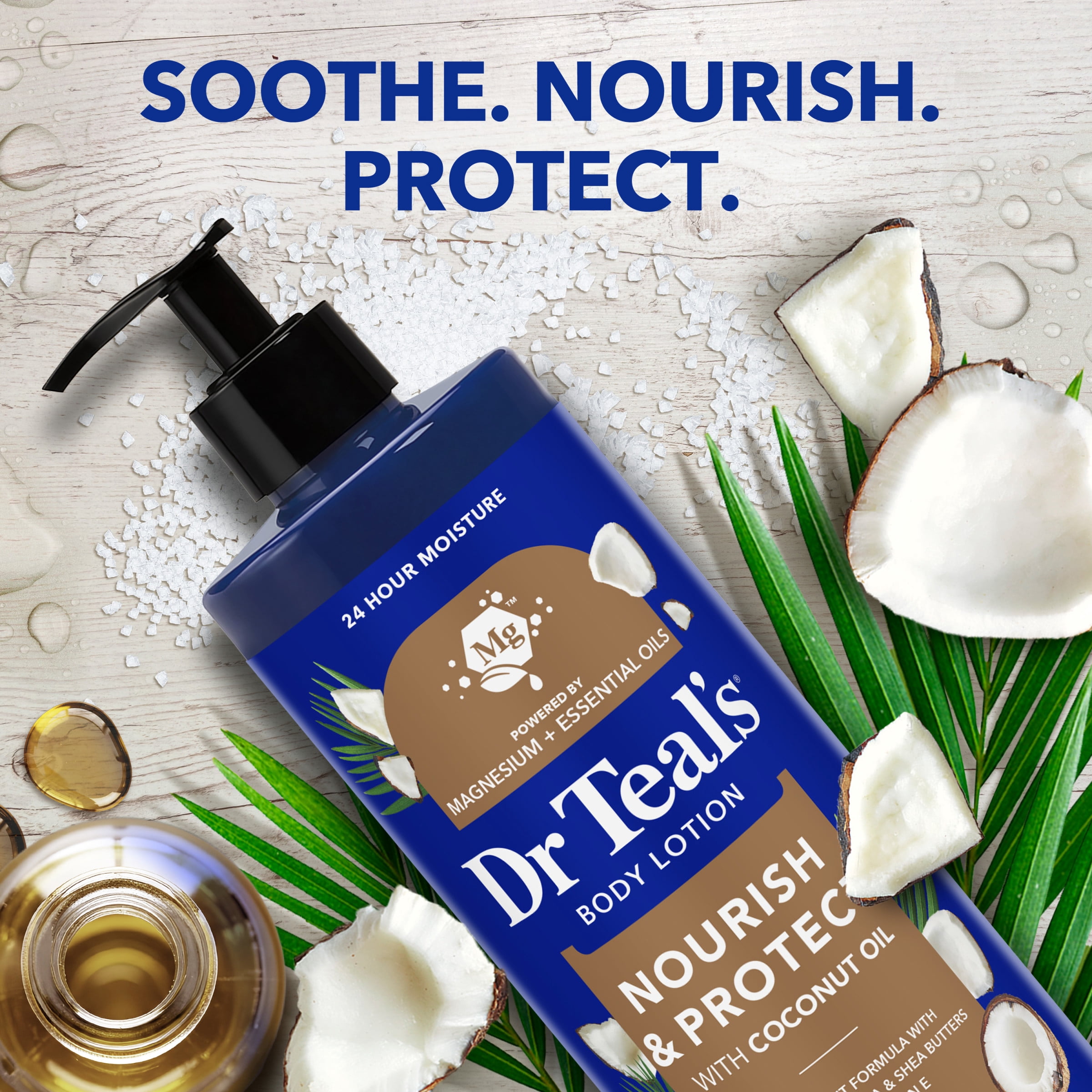 Dr Teal’s Nourish & Protect Body Lotion with Coconut Oil, 24 Hour Moisture, 18 fl oz