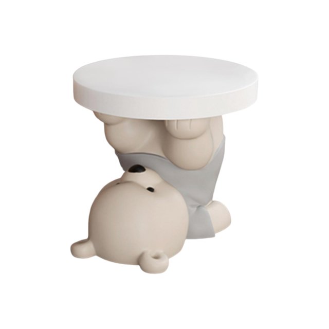 Table d'Appoint Statue d'Ours Table d'Extrémité Créative pour Salon Chambre Déco Maison Gris