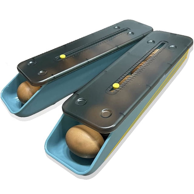 Caja de huevos para refrigerador con ruedas automáticas y recordatorio de fecha, caja de almacenamiento con cajón para huevos, caja de almacenamiento para cocina