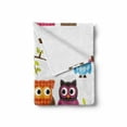 thumbnail image 2 of Cartoon Soft Flannel Fleece Blanket, Patchwork Quilt Style Owls on Branches Animals with Green Leaves Bird Mascots Print, Cozy Plush for Indoor and Outdoor Use, 60" x 80", Multicolor, by Ambesonne, 2 of 6