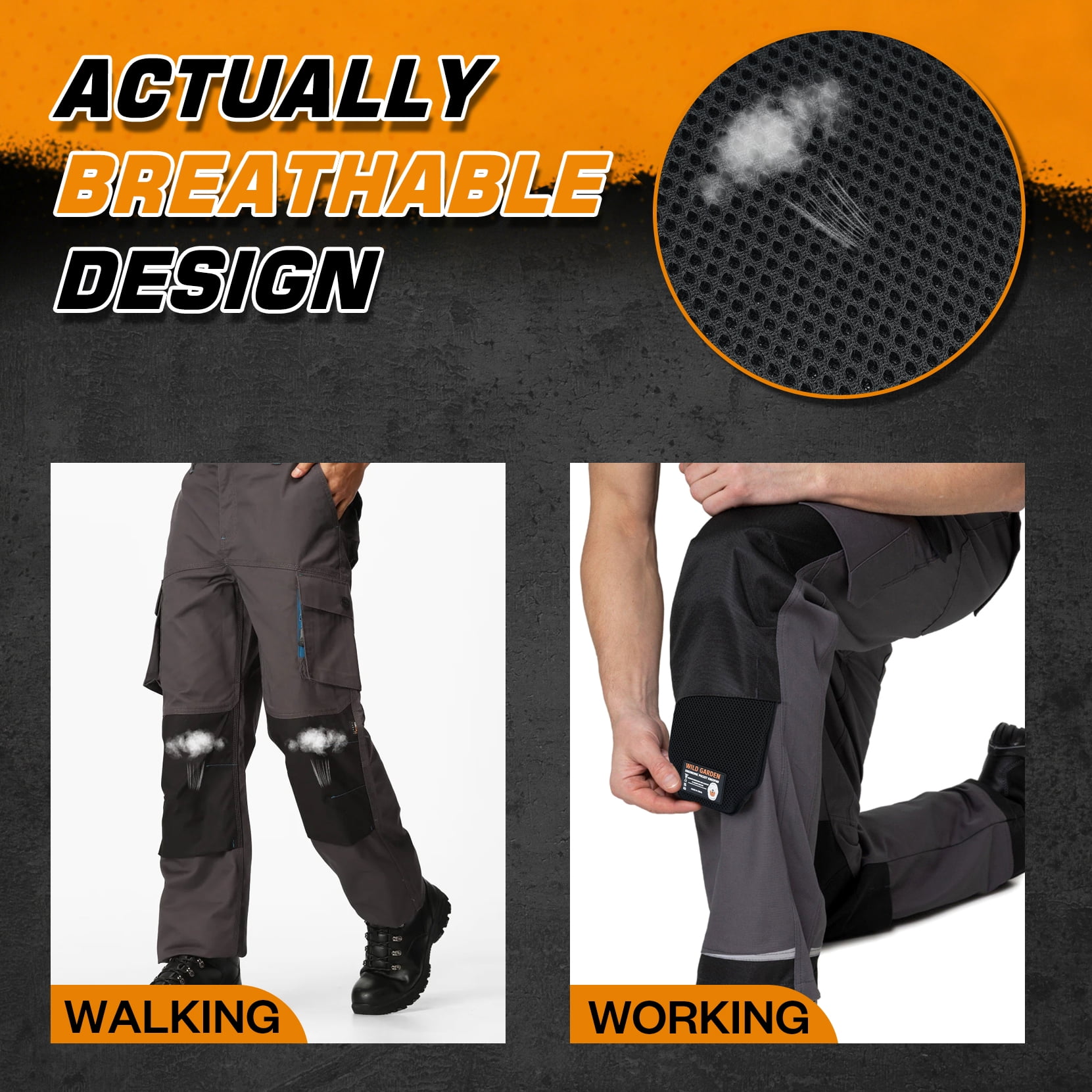 Professional Knee Pads for Work, Ergonomic Comfort Insert Kneepads for Plumbers, Electricians, Construction, Flooring, Gardening and Landscaping, Compatible with Work Pants