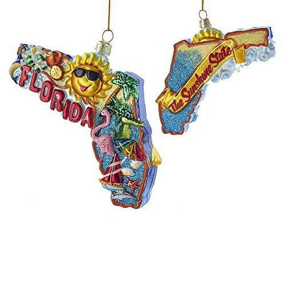 Kurt Adler 5-Inch Double-Sided Florida Cityscape Glass Christmas Ornament