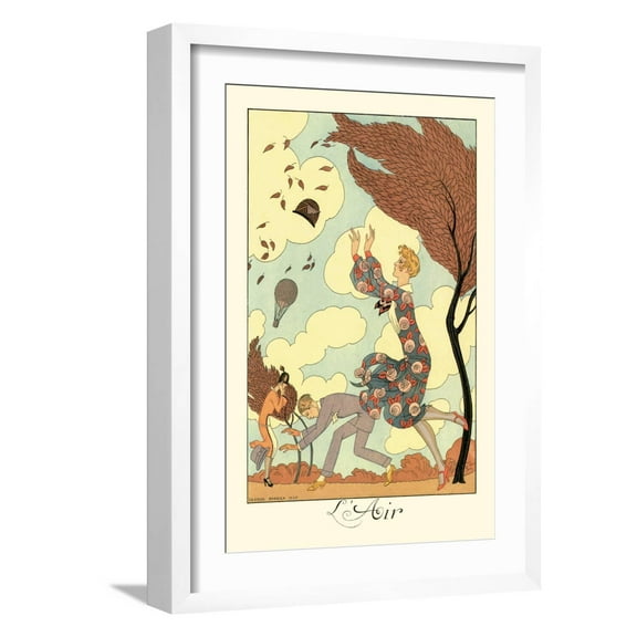 Art.com L'Air Art Print by Georges Barbier, White Frame Wall Art, 17" x 23"