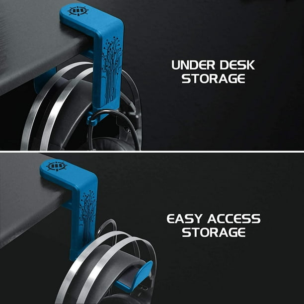 Support De Casque Sous Bureau – Crochet Pivotant 360°, Pince Réglable Pour Bureau, Rangement Câble, Noir