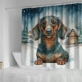 thumbnail image 4 of Hello Winter Dachshund Welcome Snowy Night Watercolor Vintage Shower Curtain Wiener Dog Lover Gifts Idea Waterproof Bathroom Bathtub Curtain - 01011, 4 of 5