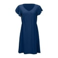 thumbnail image 6 of Afdoent Women Dress Summer Ladies Beach Dress Loose Fit Deep V Neck Mini Dress With Ruffled Sleeves For Relaxed Style Leisure, 6 of 6
