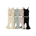 thumbnail image 7 of Qiylii Baby Girl Solid Color Outfit Strap Drawstring Camisole+ Flared Pants, 7 of 7