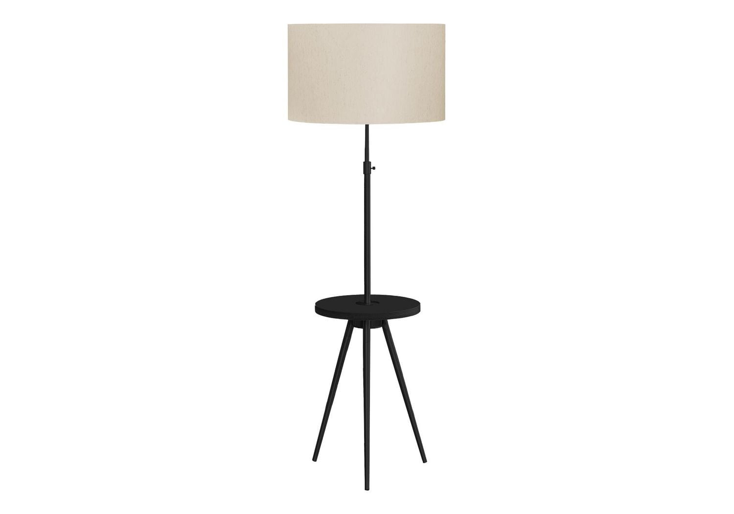 Monarch Specialties  Luminaire, Lampadaire, 63"h, Métal Noir, Abat-jour Ivoire / Crème, Contemporain