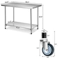 thumbnail image 2 of Costway 30'' x 48'' Stainless Steel Commercial Kitchen Work Table w/ 4 Wheels, 2 of 10
