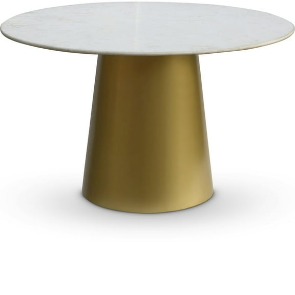 Meridian Furniture Sorrento Contemporary Marble Dining Table in Gold