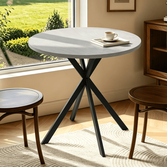 Small Round Dining Table for 2-4 People, 31.8" Modern Round Kitchen Table, Space-Saving Table for Living Dining Room, Coffee ,Apartment