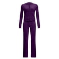 thumbnail image 7 of Brnmxoke Zip-Up Velour Tracksuit Sets Womens 2 Piece Velvet Sweatsuits Cropped Hooded Sweatshirts Sweatpants Jogging Suits Outfits Purple,S, 7 of 7
