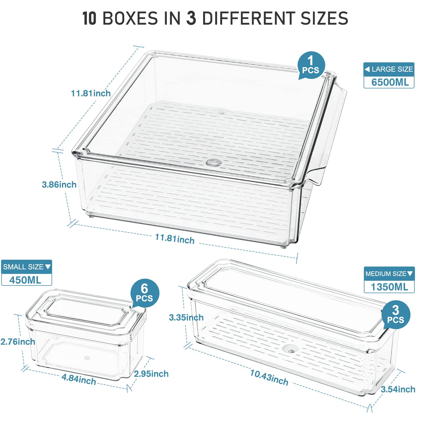 Glad Clear Plastic Organizer Bin – 9.5” x 3” x 2.2” Drawer Storage Tray  with Non-Slip Feet