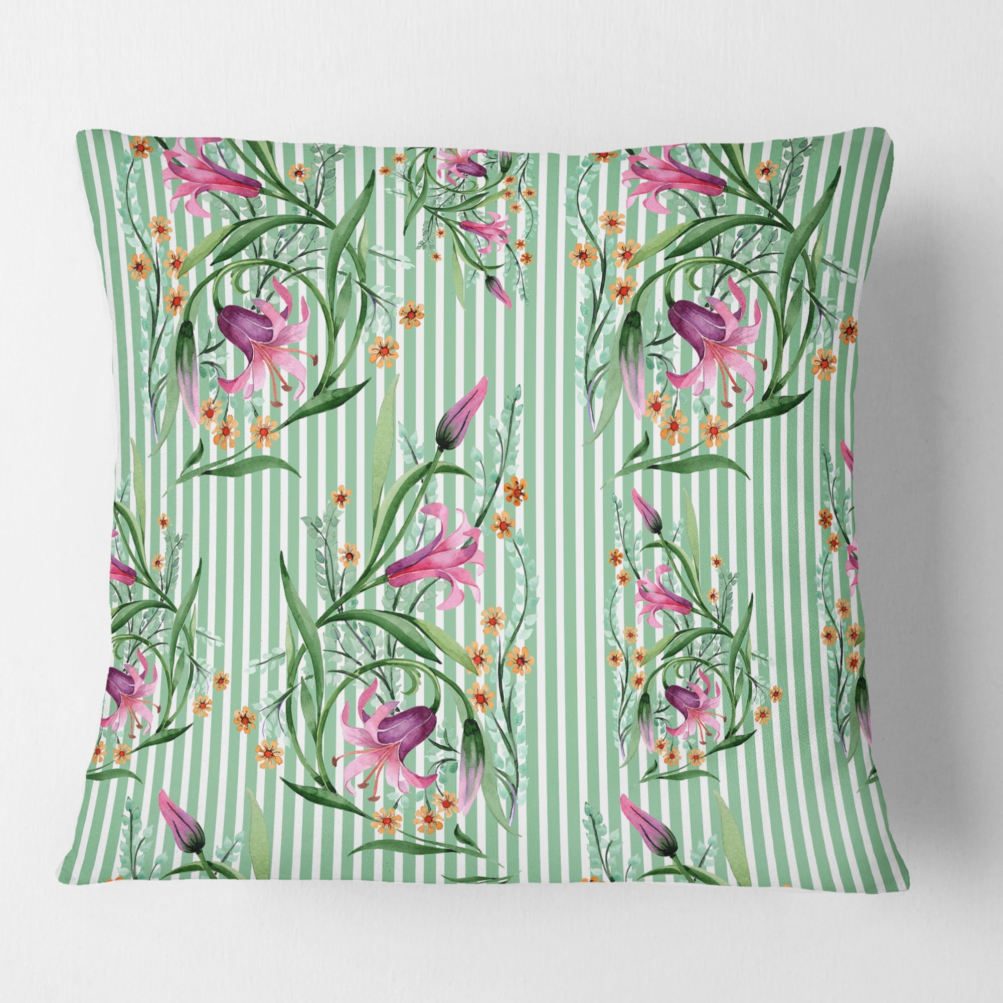 Designart Floral Botanical Retro IX' Mid-Century Modern Throw Pillow - 18x18