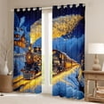 thumbnail image 2 of Castle Fairy Magical Train Black Out Curtains for Kids, Winter Light Print Curtains Pack of 2 (42x63 Each) for Bedroom, Black Gold, 2 of 6