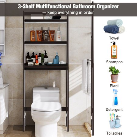 Gymax 3 Shelf Over The Toilet Storage Rack Bathroom Organizer Space Saver Brown Canada Gymax 3 Shelf Over The Toilet Storage, Bathroom Over The Toilet Cabinets Canada