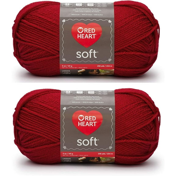 (Pack of 2) Red Heart Soft Yarn-Really Red