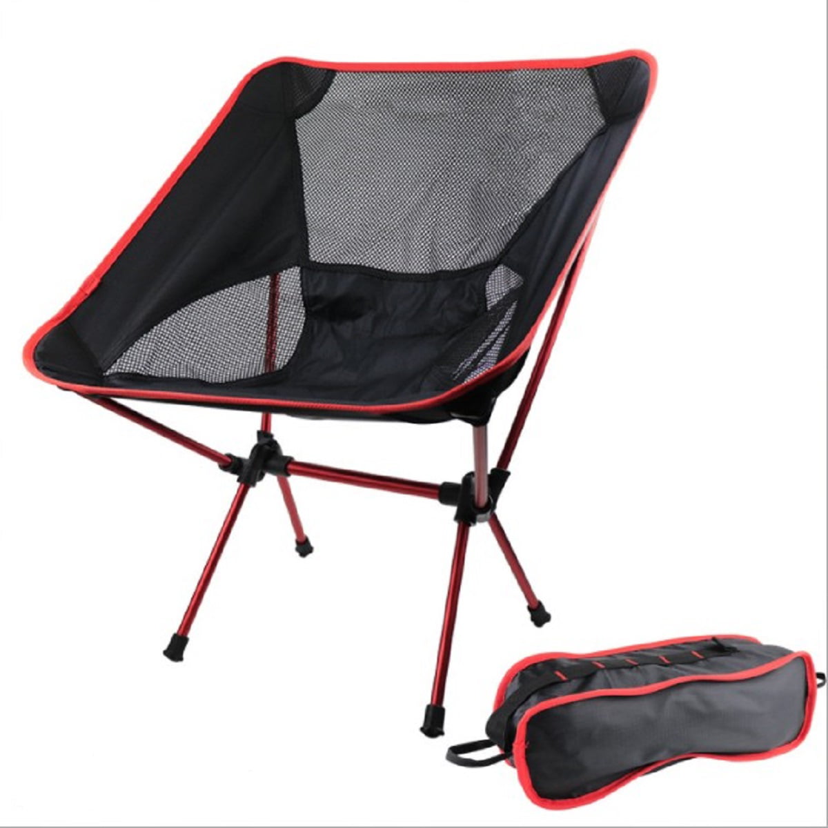 Folding Camping Chair Ultralight Heavy Duty Black 150kg Load 